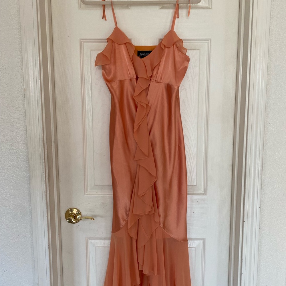 Byer California Peach High Low Ruffle Dress